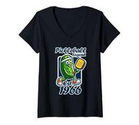 Women's Pickleball Legend Established 1966 Retro 60th Birthday V-Neck T-Shirt