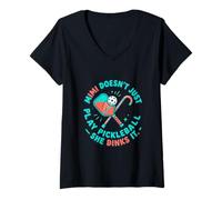 Women's Pickleball Mimi She Dinks It Funny Grandma Pickleball Tee V-Neck T-Shirt