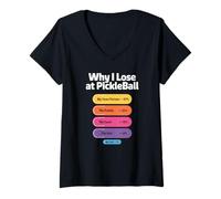 Women's Pickleball Player Losing Reasons Infographic Joke Design V-Neck T-Shirt