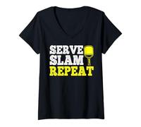 Womens Pickleball - Serve Slam Repeat V-Neck T-Shirt