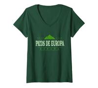 Womens Picos de Europa España Retro Picos de Europa Spain Mountain V-Neck T-Shirt