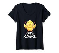 Women's Pieps Pieps Hurra Chicks Farm Agriculture Chicks V-Neck T-Shirt
