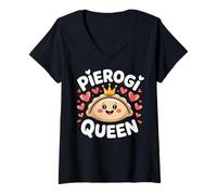 Womens Pierogi Queen Cute Polish Dumpling Lover Women's V-Neck T-Shirt