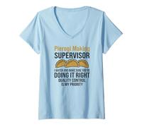 Women's Pierogi Supervisor Polish Food Humor Dumpling Fan V-Neck T-Shirt