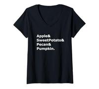 Women's Pies - Apple, Sweet Potato, Pecan & Pumpkin V-Neck T-Shirt