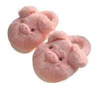 Women's Pig Slippers - Cute Christmas Animal Slides, Cosy Plush Closed Toe Slip-Ons for Festive Winter Home Comfort (4) Pink