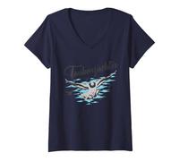 Women's Pigeon Fancier with Gray Racing Pigeon V-Neck T-Shirt