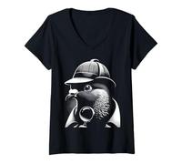 Womens Pigeon Spy Retro Detective Men's Vintage Birdwatchers V-Neck T-Shirt