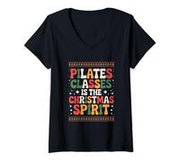 Womens Pilates Class Is The Christmas Spirit Christmas V-Neck T-Shirt