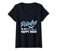 Women's Pilates is My Happy Hour - Pilates Lover Instructor V-Neck T-Shirt