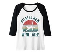 Womens Pilates Now Wine Later Funny Yoga Pilates Instructor Sports Raglan Baseball Tee