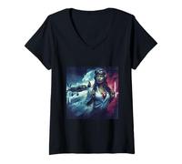 Womens Pilot Heartbeat WW2 Spitfire Warplane Cool Aviator V-Neck T-Shirt