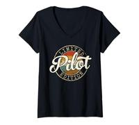 Women's Pilot Limited Edition Vintage Stamp Flying V-Neck T-Shirt