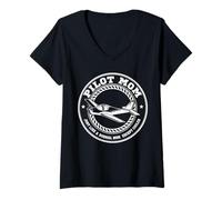Women's Pilot Mom Just Like A Normal Mom Airplane Pilot Aviation V-Neck T-Shirt