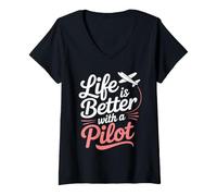 Women's Pilot Wife V-Neck T-Shirt