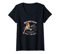 Womens Pin up Girls Royal Enfield WDRE Vintage Motorcycle WW2 V-Neck T-Shirt
