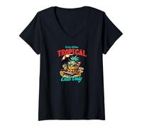 Womens Pineapple Beach Tropical Chill Maui Vibes Design V-Neck T-Shirt