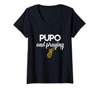 Womens Pineapple IVF TShirt for Embryo Transfer PUPO and Praying V-Neck T-Shirt