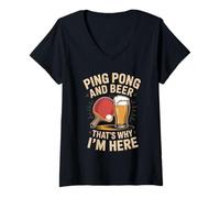Women's Ping Pong and Beer Thats Why I'm Here Player V-Neck T-Shirt