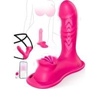 Women's Pink App-Remote Sit-and-Ride Vibrator for G-Spot & Anal 11 Vib/Thrust Modes, Waterproof Strap-On Wearable for Couples