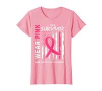 Womens Pink Breast Cancer Survivor Gifts American Flag Awareness T-Shirt