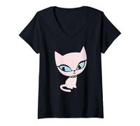 Women's Pink Cat V-Neck T-Shirt
