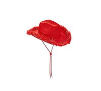 Women's Pink Cowboy Hat Fedora Fluffy Feather Cap Queens Platinum Jubilee Party Hats Western Cowgirl Hat (G-red, One Size)