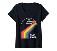 Women's Pink Floyd Retro Prism Rainbow Design V-Neck T-Shirt