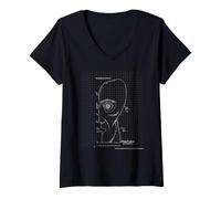 Women's Pink Floyd The Division Bell Blueprint Head Diagram V-Neck T-Shirt