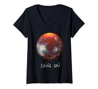 Women's Pink Floyd WYWH50 Shine On Globe Wish You were Here 50th V-Neck T-Shirt