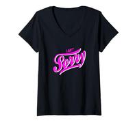 Womens Pink I Ain't Sorry Pink Graphic V-Neck T-Shirt