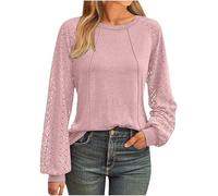 Women's Pink Lace Blouse - Long Sleeve Party Top
