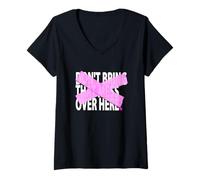 Womens Pink Not Over Here Pink Graphic V-Neck T-Shirt