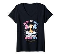 Womens Pink Or Blue Grandma Loves You Grandma Future Grandma Baby P V-Neck T-Shirt