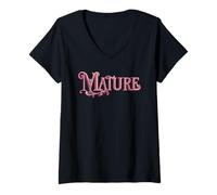 Womens Pink ornate lettering - Mature V-Neck T-Shirt
