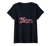 Womens Pink ornate lettering - Mature V-Neck T-Shirt