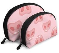 Womens Pink Pig Nose Travel Cosmetic Bags Waterproof 2PC Makeup Clutch Pouch Cosmetic and Toiletries Organizer Bag Portable Travel Toiletry Pouch Girls