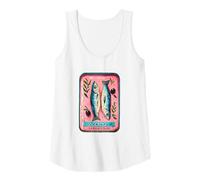 Womens Pink Sardine Tin Coastal Fisherman Nautical Aesthetic Tank Top