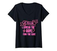 Womens Pink Spread The Hope Find The Cure | Breast Cancer V-Neck T-Shirt