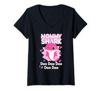 Womens Pinkfong Baby Shark Mommy Shark Official V-Neck T-Shirt