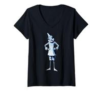 Women's Pinocchio Blue Drawing V-Neck T-Shirt