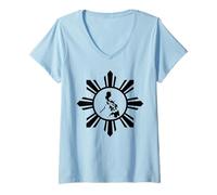 Womens Pinoy Filipino Philippine Flag Sun V-Neck T-Shirt
