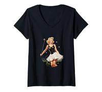 Womens Pinup Girl Golfer Golf Vintage V-Neck T-Shirt