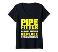 Women's Pipe Fitter Never Replace V-Neck T-Shirt