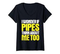 Women's Pipe Layer I Wonder If V-Neck T-Shirt