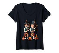 Womens Pipers Duties For The Haggis Procession Burns Night Art V-Neck T-Shirt