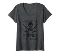 Womens Pirate All For Rum For All Funny Talk Like a Pirate Day V-Neck T-Shirt