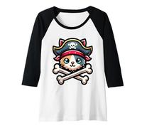 Womens Pirate Captain Cat Kitten Cute Talk Like a Pirate Day Raglan Baseball Tee