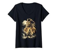 Women's Pirate Captain Howling at the Moon Meme V-Neck T-Shirt