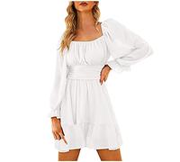 Women's Pirate Costume Ruffle Dress Pirate Dress High Waist Fancy Dress Costumes Midi Dress Stylish Sexy Medieval Dress Puffy Knee-Length A-line Dress Summer Dress for Carnival Theme Party, White, M